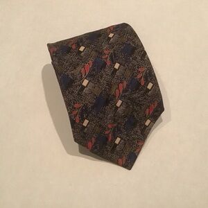 VTG Brioni Neck Tie 100% Woven Silk Hand Made In Italy Red Blue Floral 61” 4”